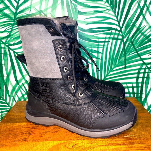 UGG Shoes - UGG Adirondack III 1095141 Black Gray Sheepskin Lined Waterproof Boots 8.5